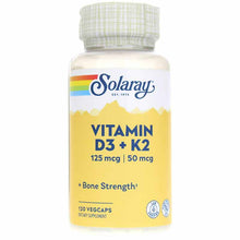 Vitamin D3 + K2 Soy-Free, 120 Veg Capsules, by Solaray