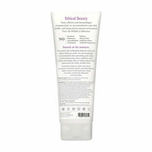 White tube of Derma E Vitamin E Shea Body Lotion with purple text and product information on label.