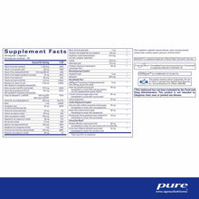 Supplement Facts label for Women's Nutrients 40+ showing serving size, ingredient list, daily values, and Pure Encapsulations
