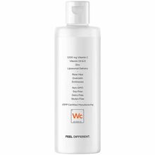 White bottle with pump dispenser containing 1,000 mg Vitamin C with Vitamin D3, E, Zinc, and botanical ingredients in liposom