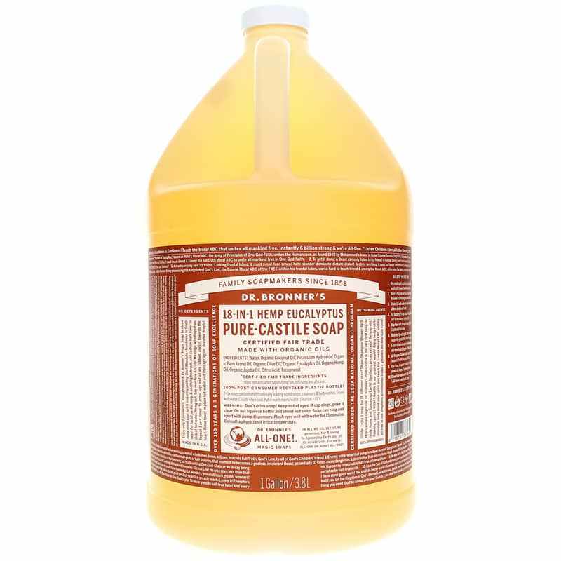 18-In-1 Hemp Pure Castile Soap, Eucalyptus, 1 Gallon, by Dr. Bronner's Magic Soaps