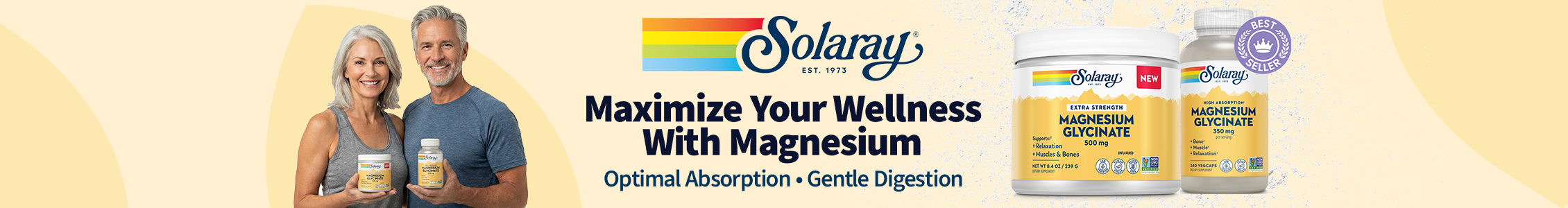 Solaray Magnesium Glycinate with headline "Maximize Your Wellness With Magnesium"