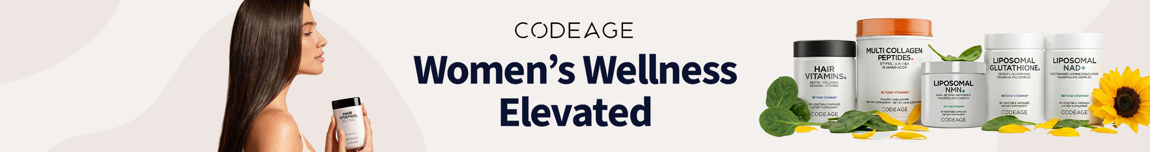 Codeage supplements with headline Women's Wellness Elevated