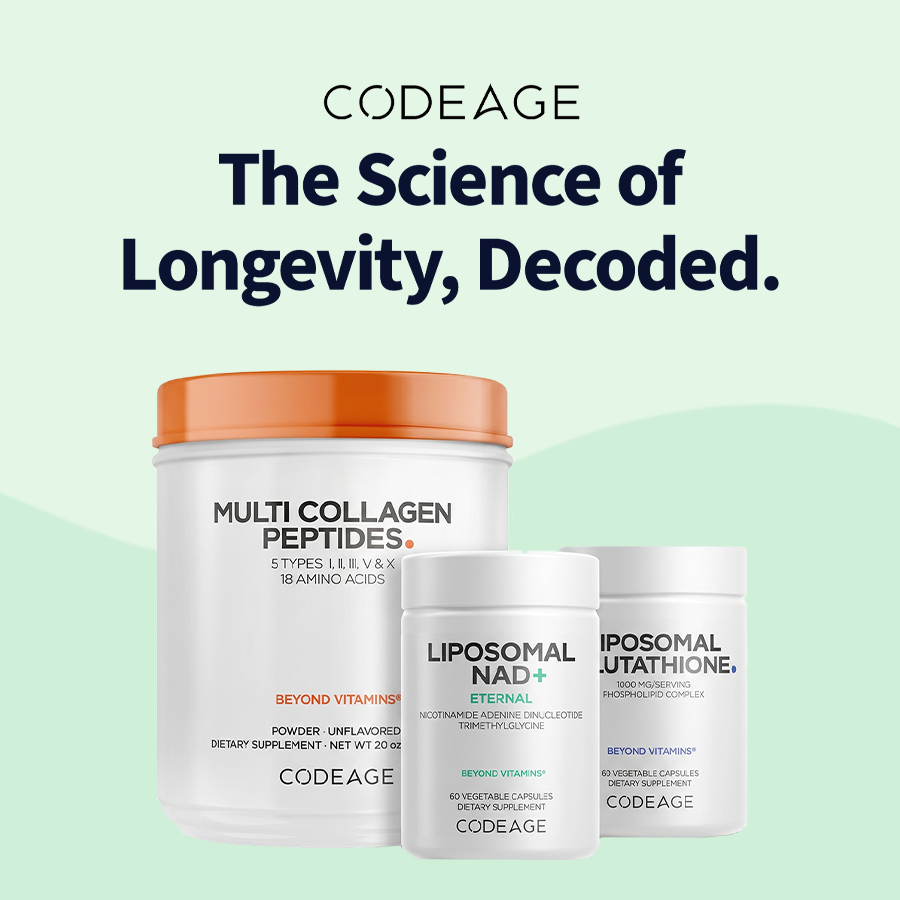 Codeage supplements with headline "The Science of Longevity, Decoded."