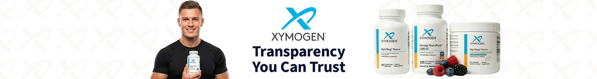 Xymogen supplements with headline "Transparency You Can Trust"