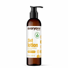 Everyone 2in1 Lotion in coconut and lemon, 8 fl oz bottle with black pump dispenser.