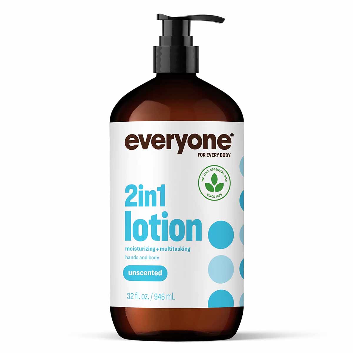 Everyone 2in1 unscented lotion bottle with pump dispenser, 32 fl oz.