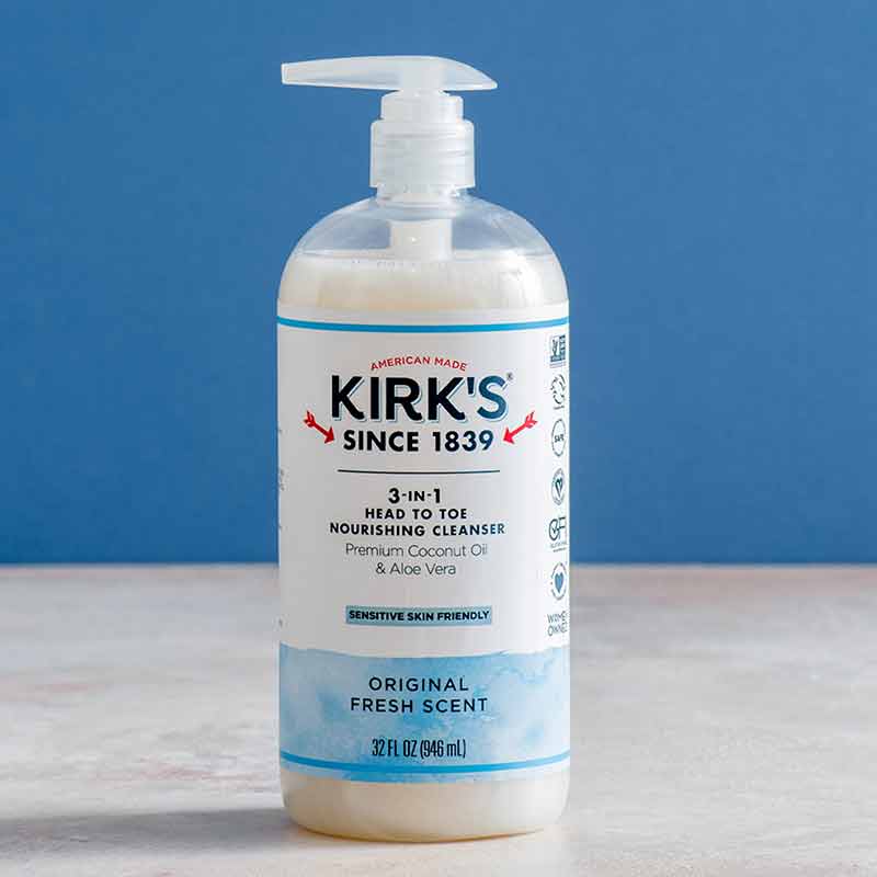 3-in-1 Head to Toe Nourishing Cleanser, Original Fresh , 32 Oz, by Kirk's Natural