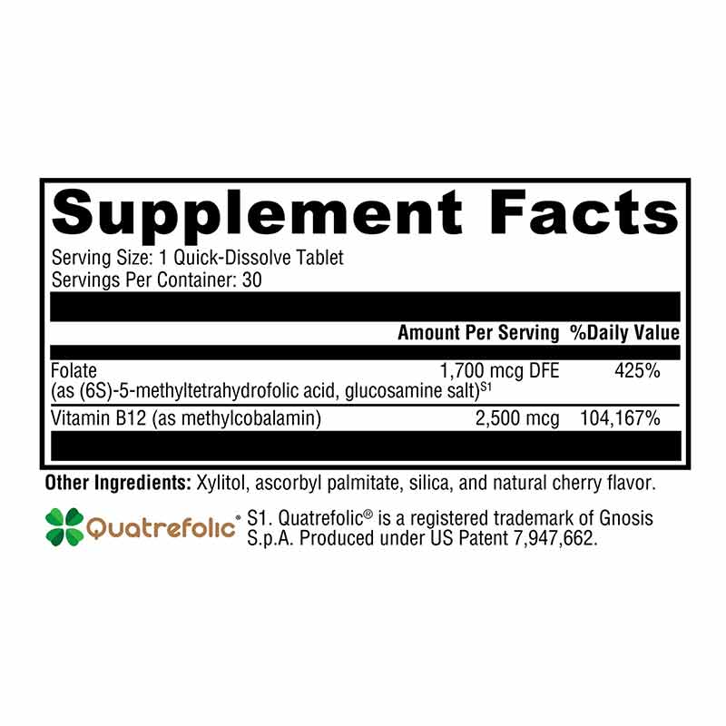 5-MTHF Plus B12 Cherry Flavor, 30 Tablets, by Xymogen, image #2