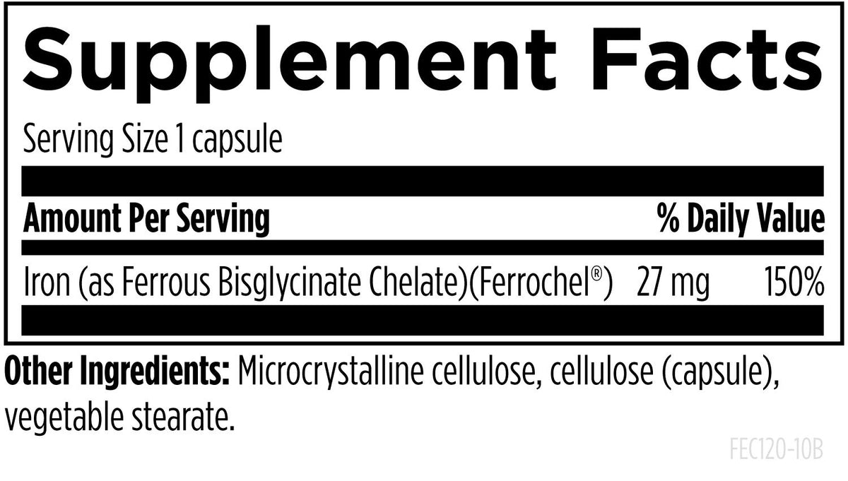 Ferrochel Iron Chelate, 120 Veg Capsules, by Designs For Health