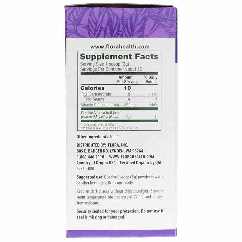 Acerola Powder Organic, by Flora, image #2