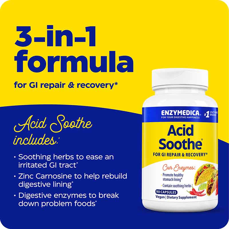 Acid Soothe, 90 Capsules, by Enzymedica, image #3