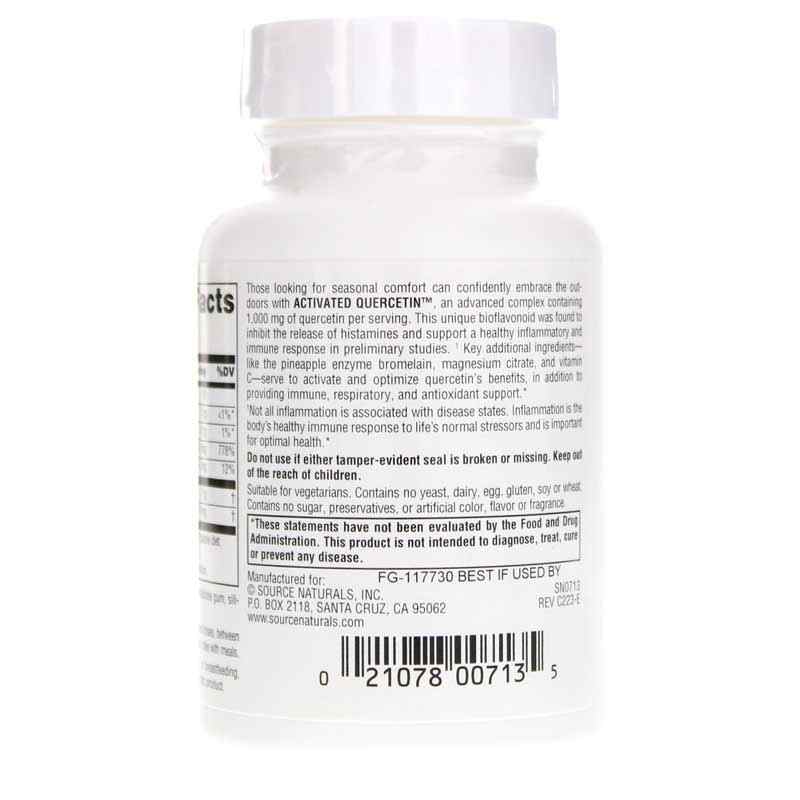 Activated Quercetin Bioflavonoid Complex Tablets, 50 Tablets, by Source Naturals, image #3