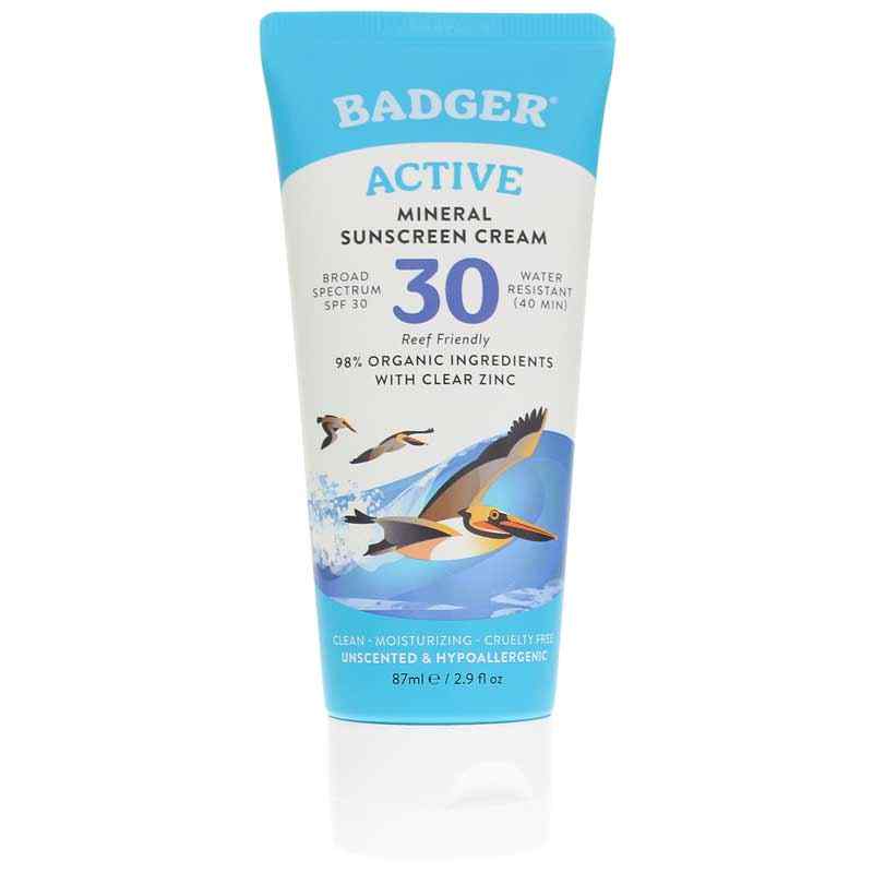 Active Mineral Sunscreen Cream SPF 30, by Badger