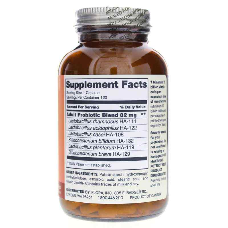 Adult's Probiotic 17 Billion Cells, 120 Veg Capsules, by Flora, image #2