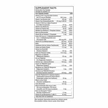 Supplement Facts label for Advanced Nutrients capsules by Thorne Research listing vitamins, minerals, and botanical ingredien