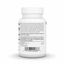 White bottle of Source Naturals AHCC 500 mg vegetable capsules with white cap and product label.
