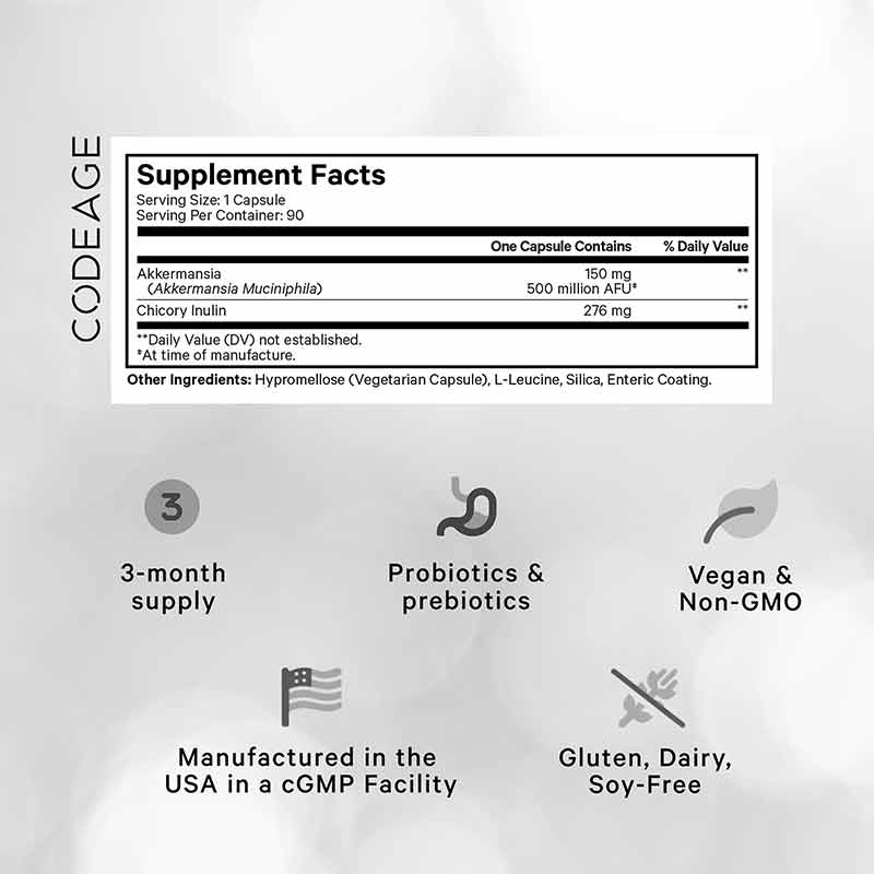 Akkermansia 500 Ultra, 90 Veg Capsules, by Codeage, image #2