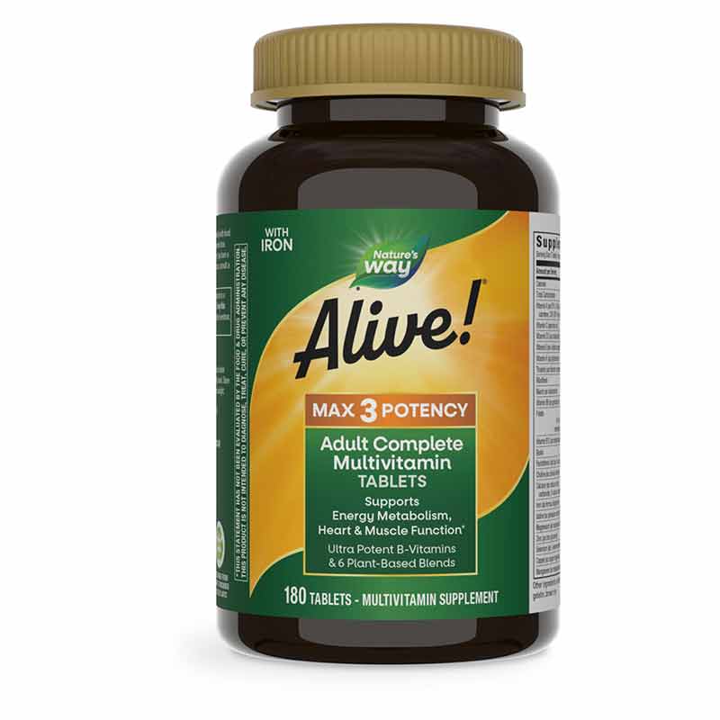 Alive Max3 Daily Multivitamin Max Potency, 180 Tablets, by Natures Way