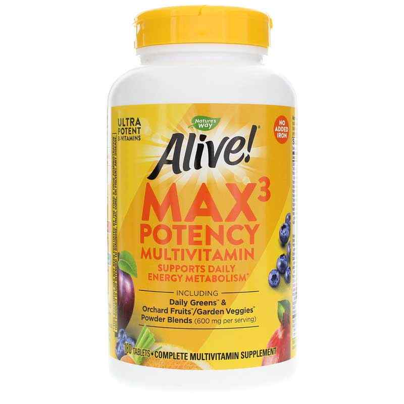 Alive Max3 Daily Multi-Vitamin No Iron Added, by Natures Way