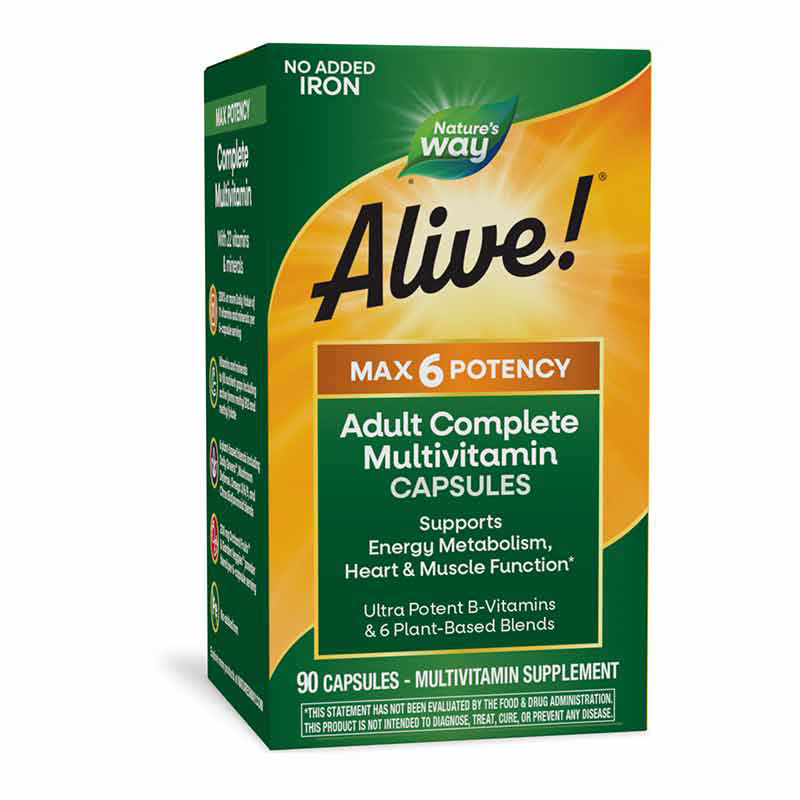 Alive Max6 Daily Multi-Vitamin No Iron Added, by Natures Way