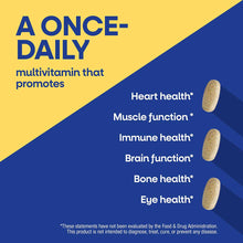 Yellow and blue product packaging for Alive Once Daily Men's Ultra Potency multivitamin with four tan capsules displayed.