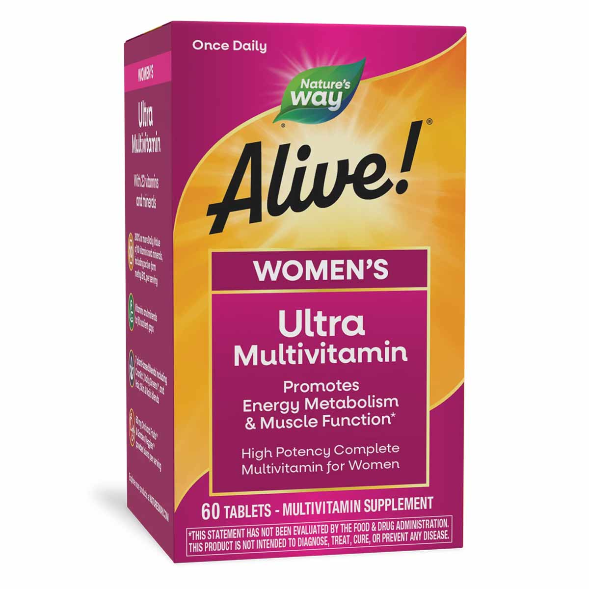 Bottle of Alive! Women's Ultra Multivitamin supplement by Nature's Way containing 60 tablets.