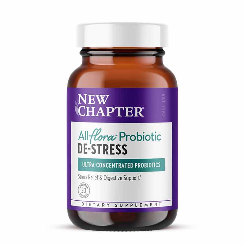 All Flora Probiotic De-Stress, 30 Veg Capsules, by New Chapter