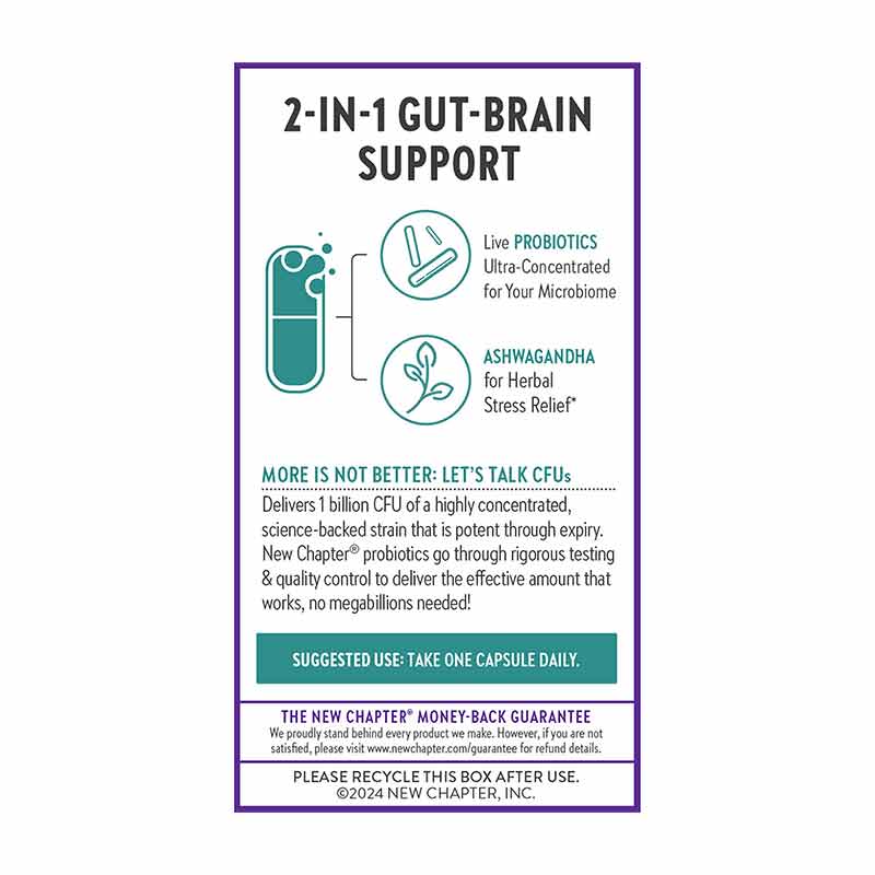 All Flora Probiotic De-Stress, 30 Veg Capsules, by New Chapter, image #4