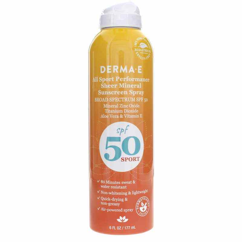 All Sport Performance Sheer Mineral Sunscreen Spray SPF 50, by Derma E