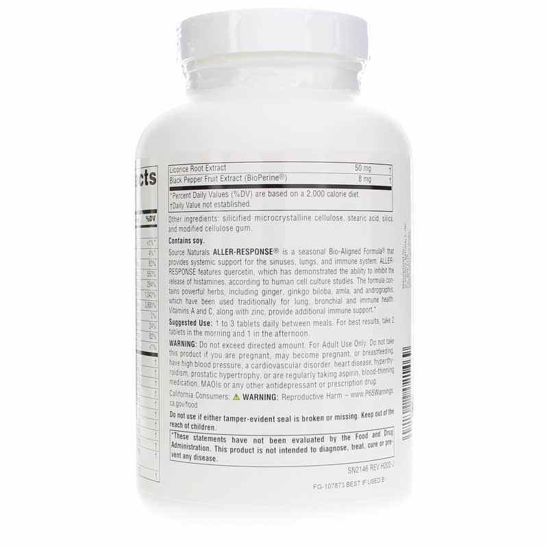 Aller-Response Seasonal Immune Support, 180 Tablets, by Source Naturals, image #3