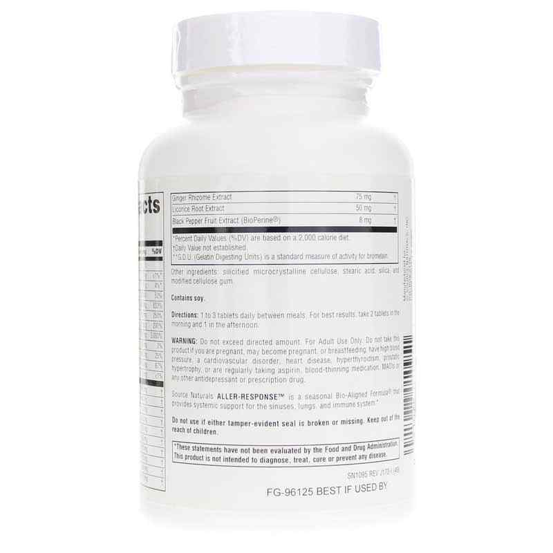 Aller-Response Seasonal Immune Support, 90 Tablets, by Source Naturals, image #3