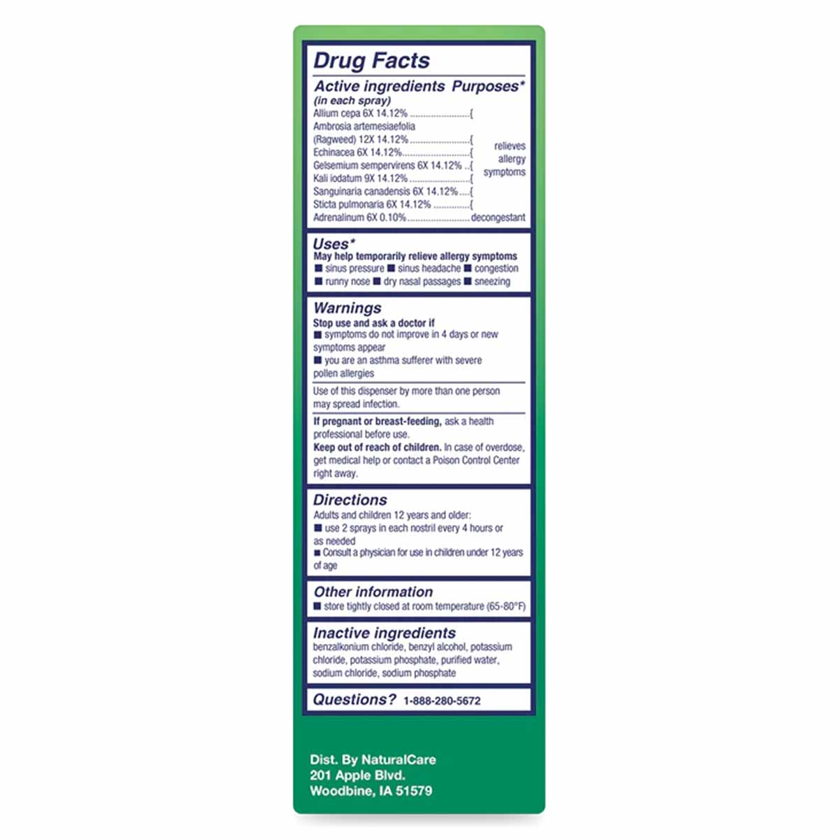 Allergy Nasal Spray, .8 Oz, by NaturalCare