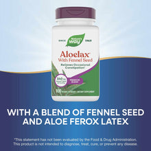 Nature's Way Aloelax with Fennel Seed bottle containing 100 vegan capsules with purple cap.