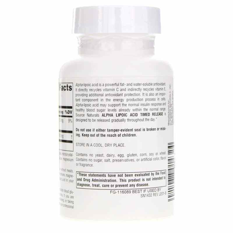 Alpha Lipoic Acid 300 Mg Timed Release Tablets, 60 Tablets, by Source Naturals, image #3