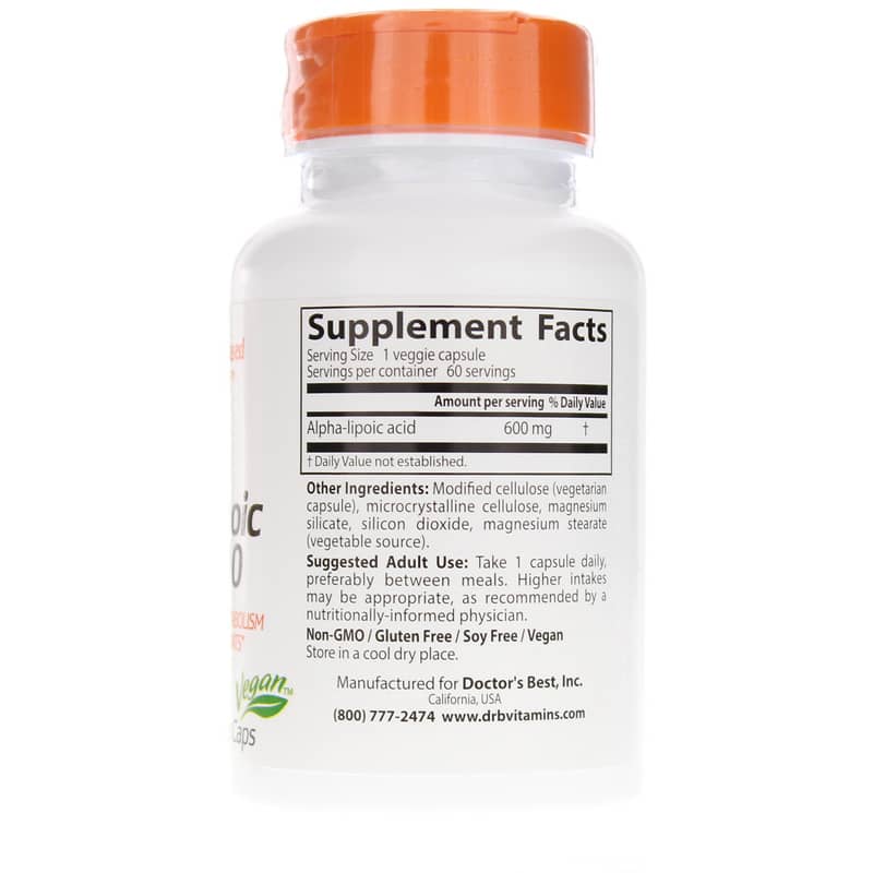 Alpha Lipoic Acid 600 Mg, 60 Veg Capsules, by Doctors Best, image #2