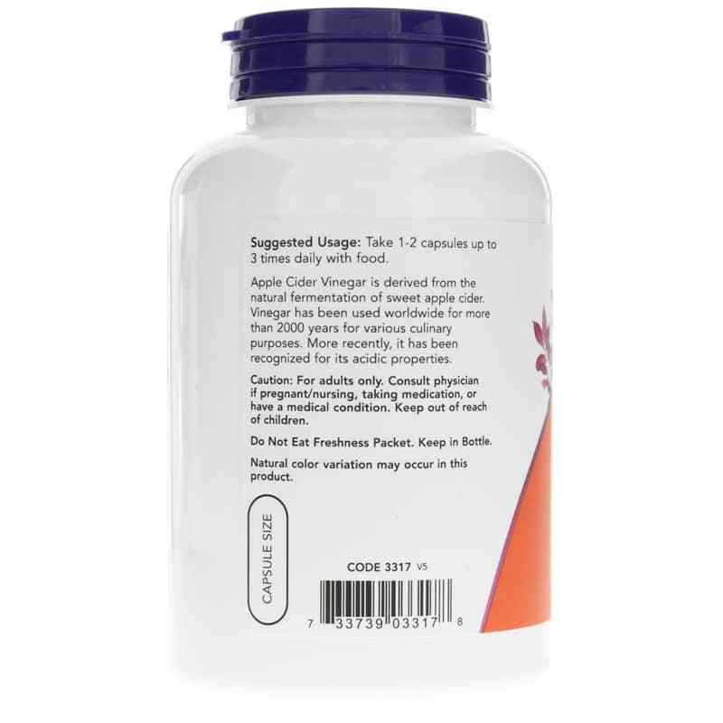 Apple Cider Vinegar 450 Mg, by NOW Foods, image #3