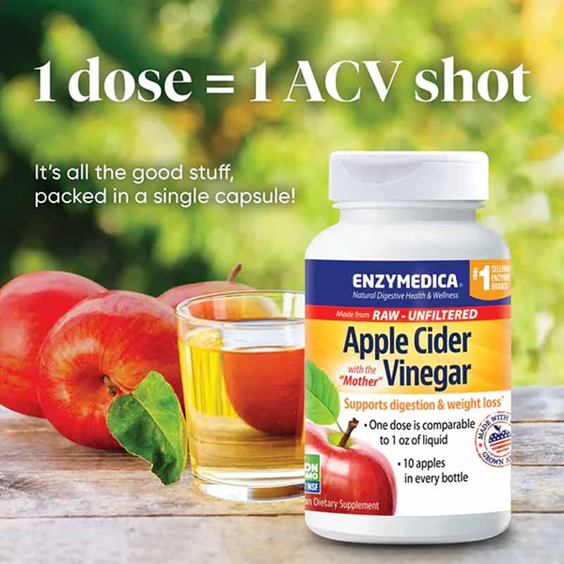 Apple Cider Vinegar, 120 Capsules, by Enzymedica, image #3