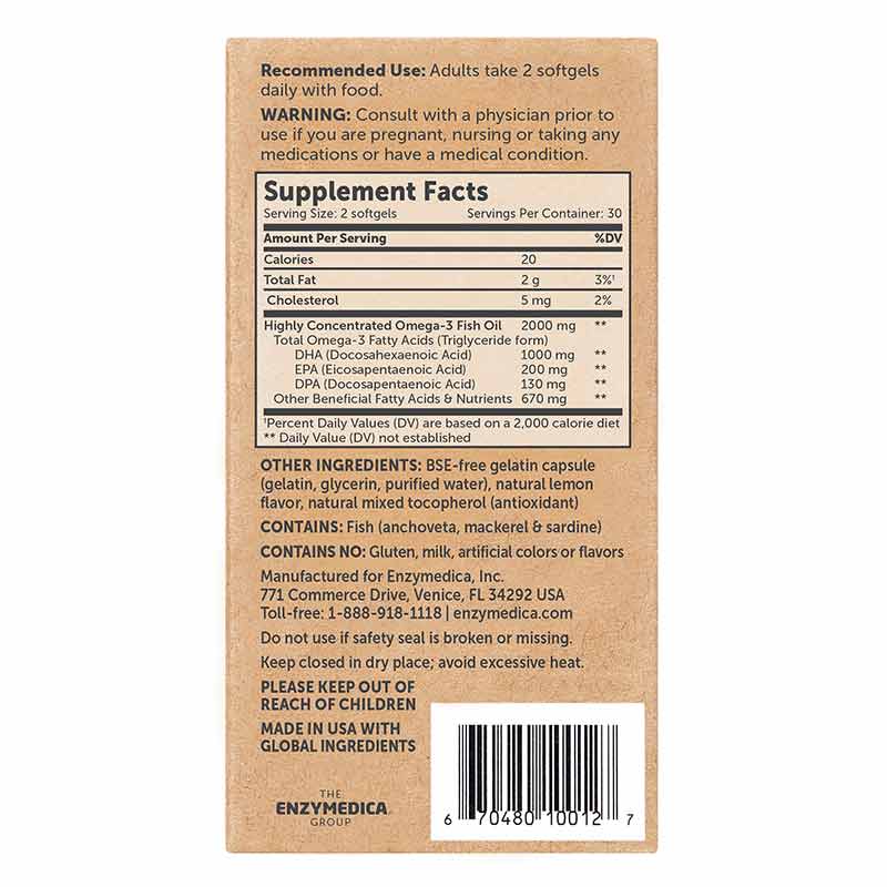 Aqua Biome Fish Oil Maximum Strength, 60 Softgels, by Enzymedica, image #3