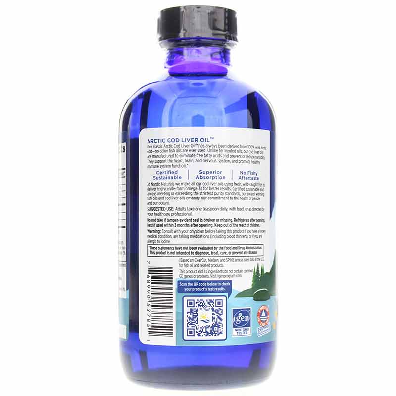 Arctic Cod Liver Oil, Plain, 8 Oz, by Nordic Naturals, image #3
