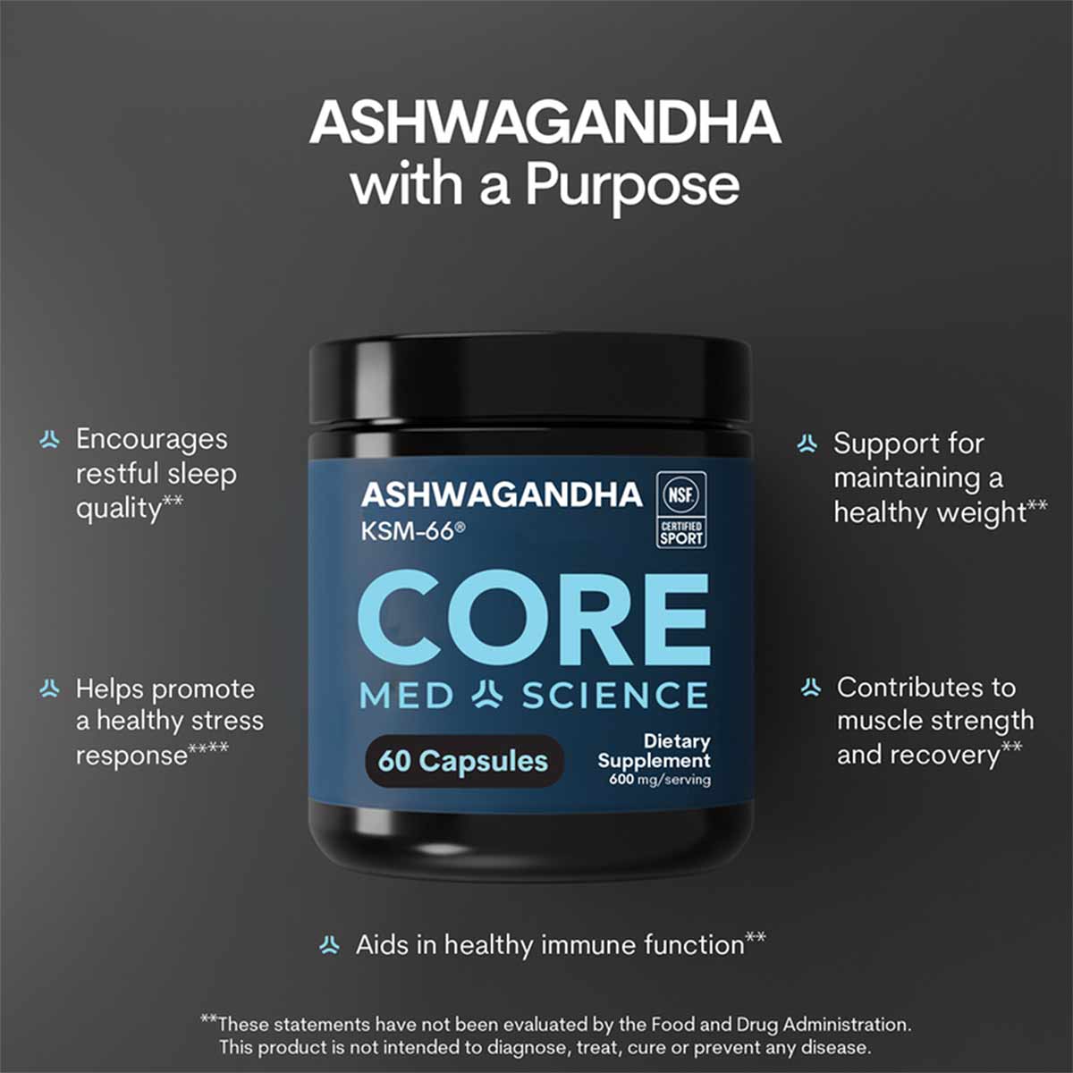 Ashwagandha Capsules, by Core Med Science