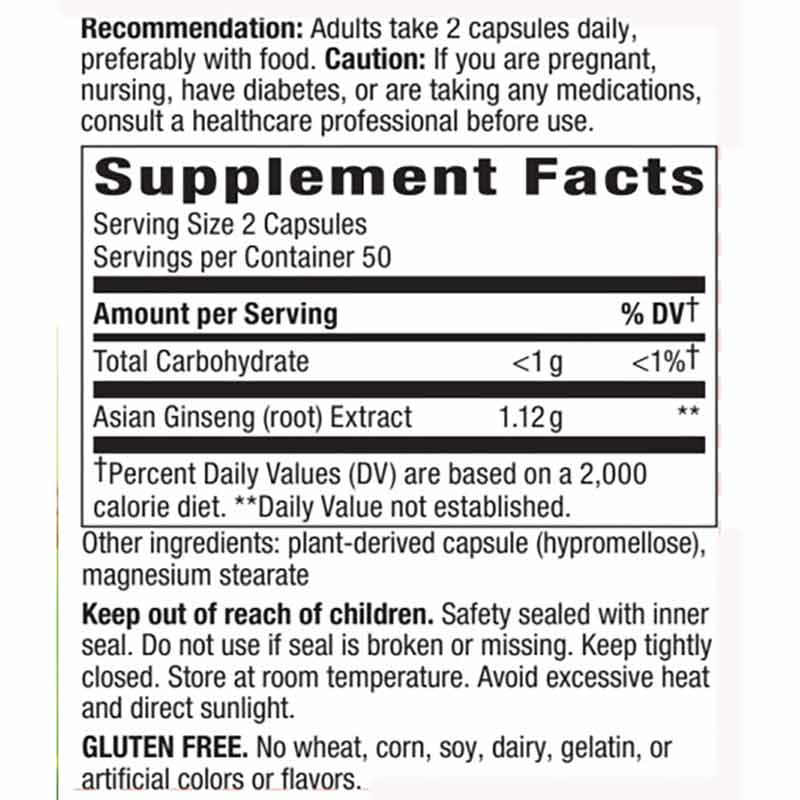 Asian Ginseng, 100 Vegan Capsules, by Natures Way, image #2