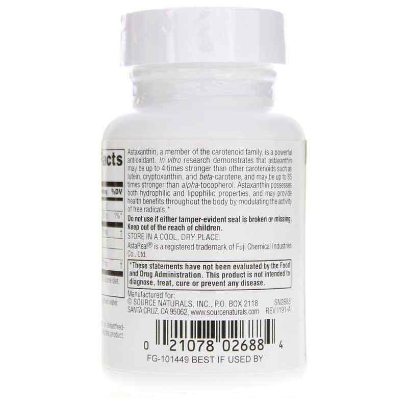 Astaxanthin 12 Mg, 30 Softgels, by Source Naturals, image #3