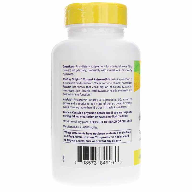 Astaxanthin 4 Mg, 150 Softgels, by Healthy Origins, image #3