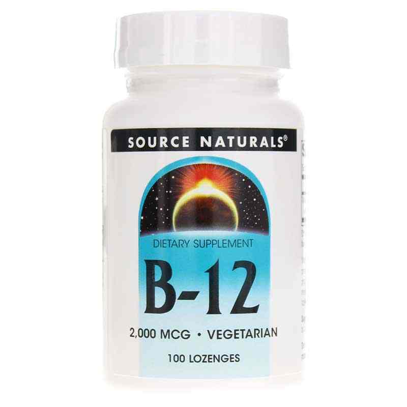B-12 2,000 Mcg, 100 Lozenges, by Source Naturals
