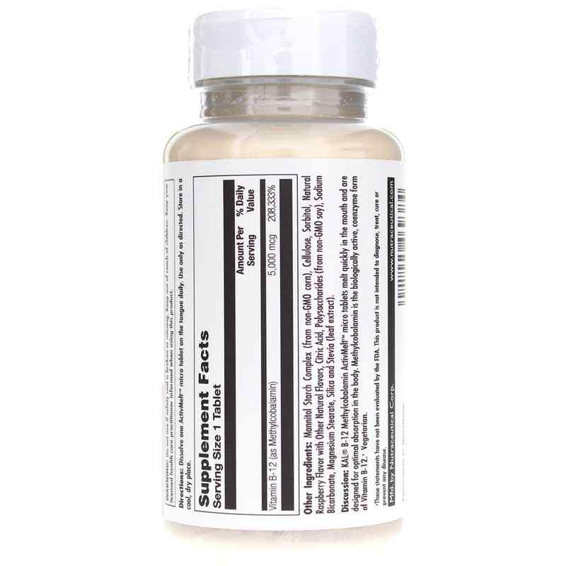 B-12 5000 Mcg as Methylcobalamin ActivMelt, Raspberry, by Kal, image #3