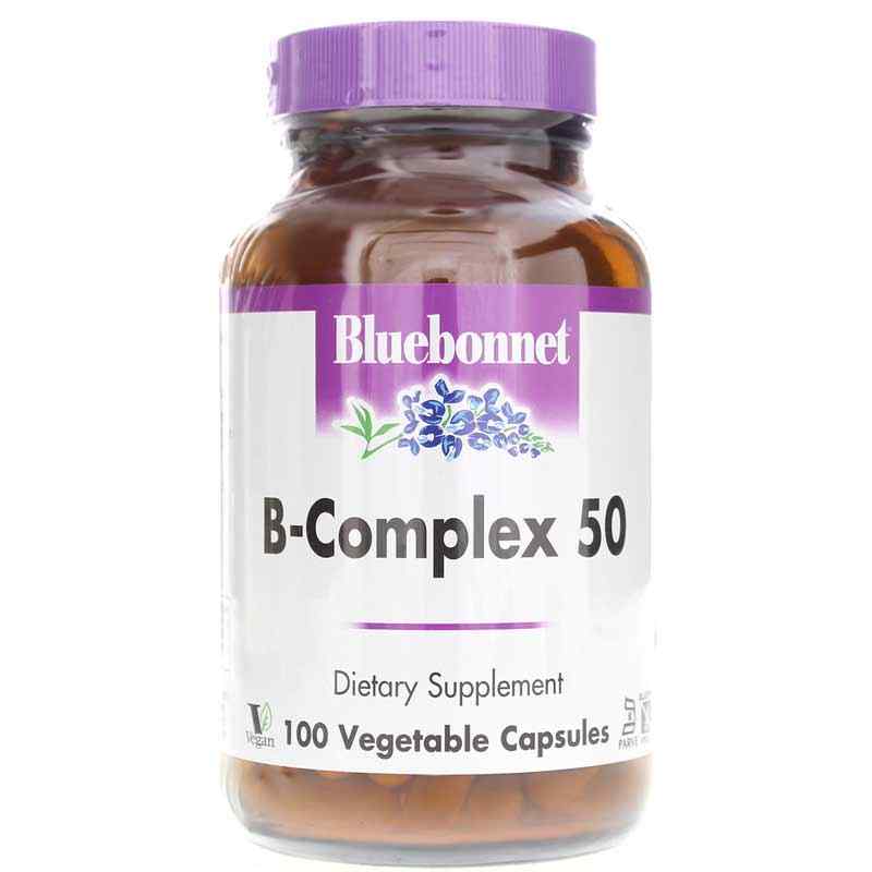 B-Complex 50, 100 Veg Capsules, by Bluebonnet