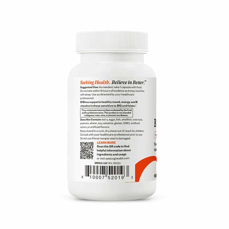 B-Minus B12 & Folate Free, by Seeking Health, image #4
