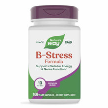 Nature's Way B-Stress Formula bottle with purple cap and label, containing 100 vegan capsules.