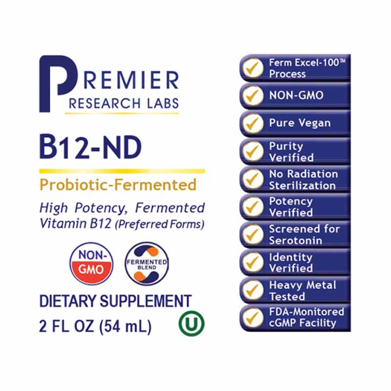 B12-ND Liquid 1,000 Mcg, by Premier Research Labs, image #2